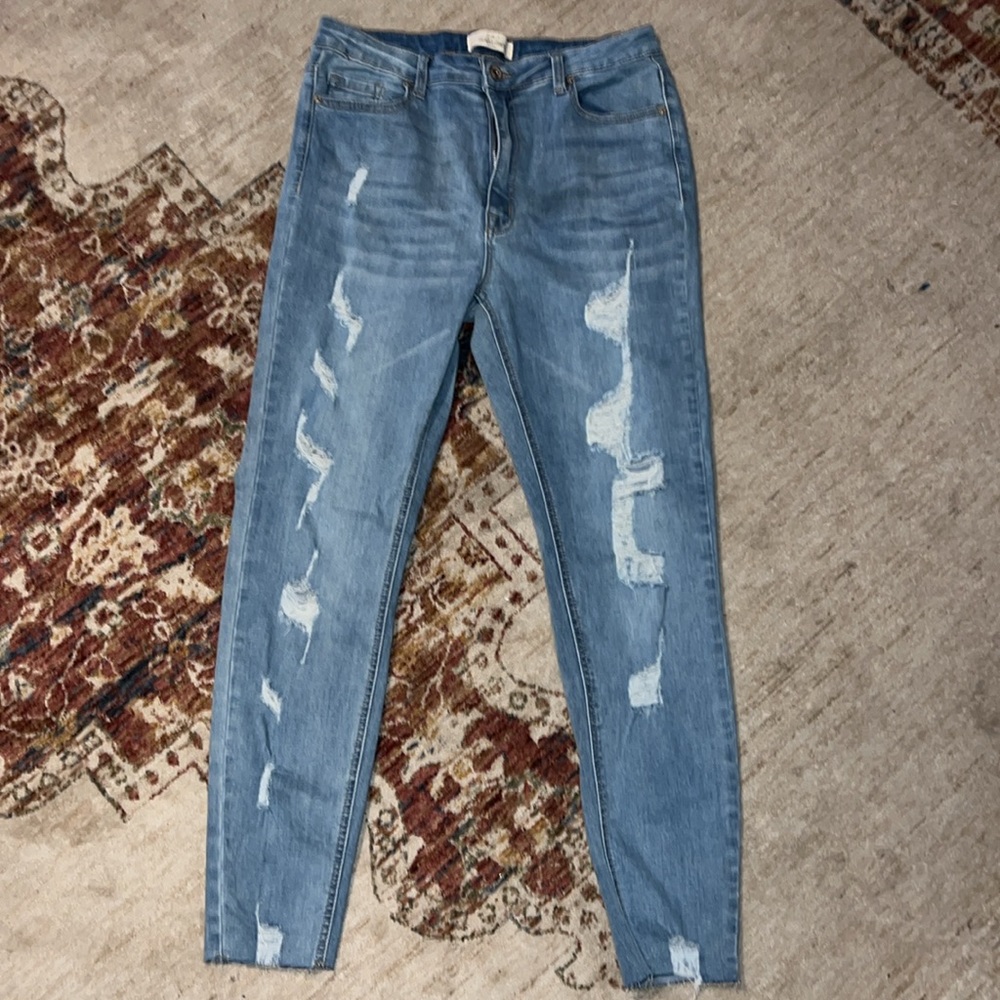 WOMENS THE SKINNY FRIES DISTRESSED JEANS LOTS OF STRETCH SIZE 15